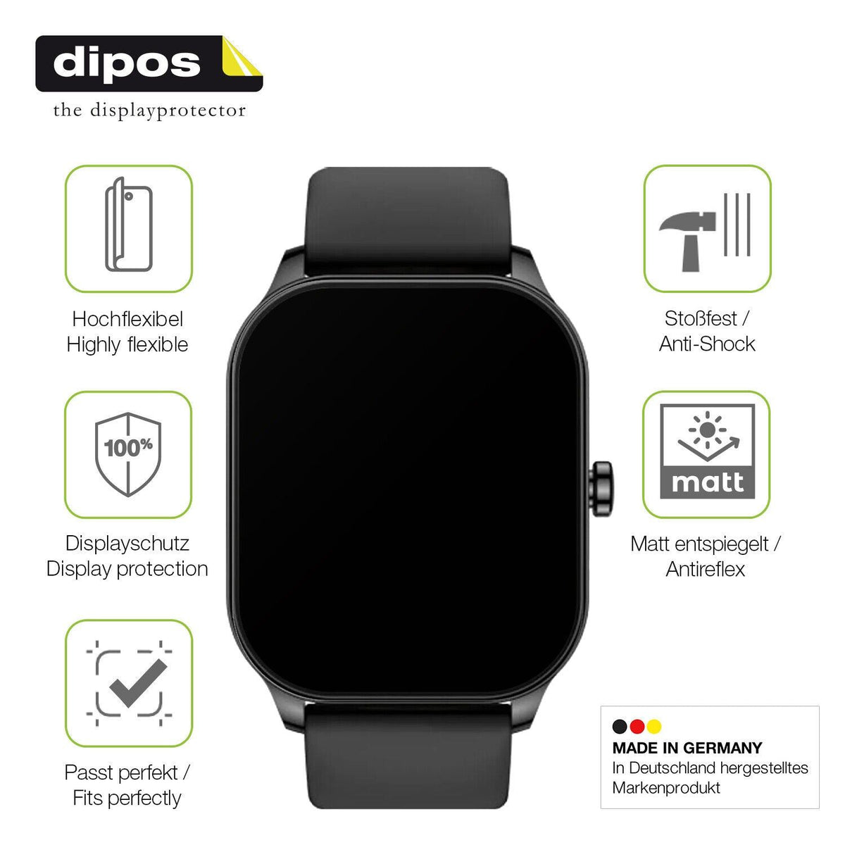 dipos FLEX 2x Matte Screen Protector for Amazfit Pop 3s