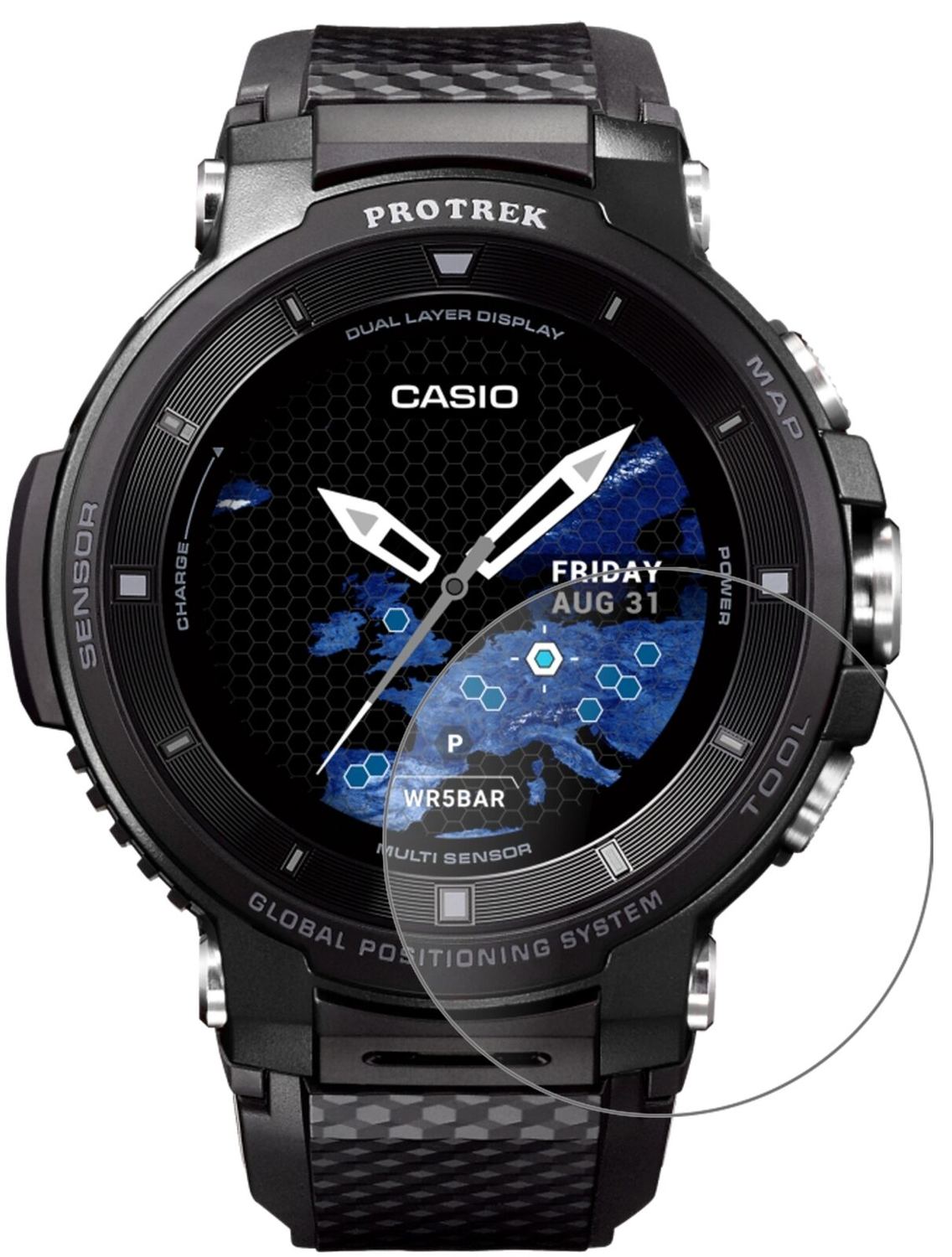 Screen Protector for Casio Pro Trek smart WSD-F30 matte Flexible Glass 9H dipos