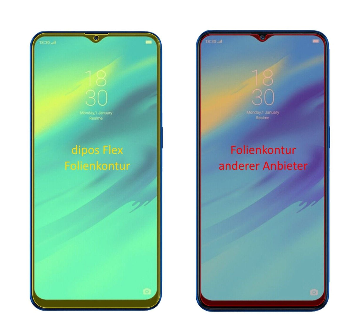 2x Full Cover Screen Protector for Oppo Realme C2 – Covers Curved Edges | dipos