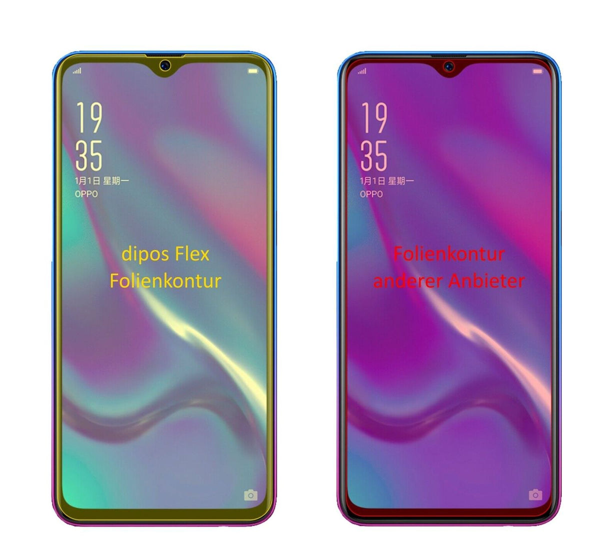 2x I Screen Protector for Oppo K1 Protective Film covers 100% I dipos Flex