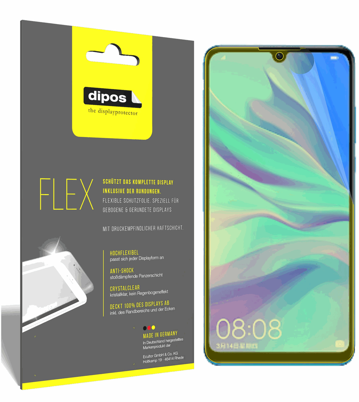3x Screen Protector for Huawei Nova 4e Protective Film covers 100% dipos Flex