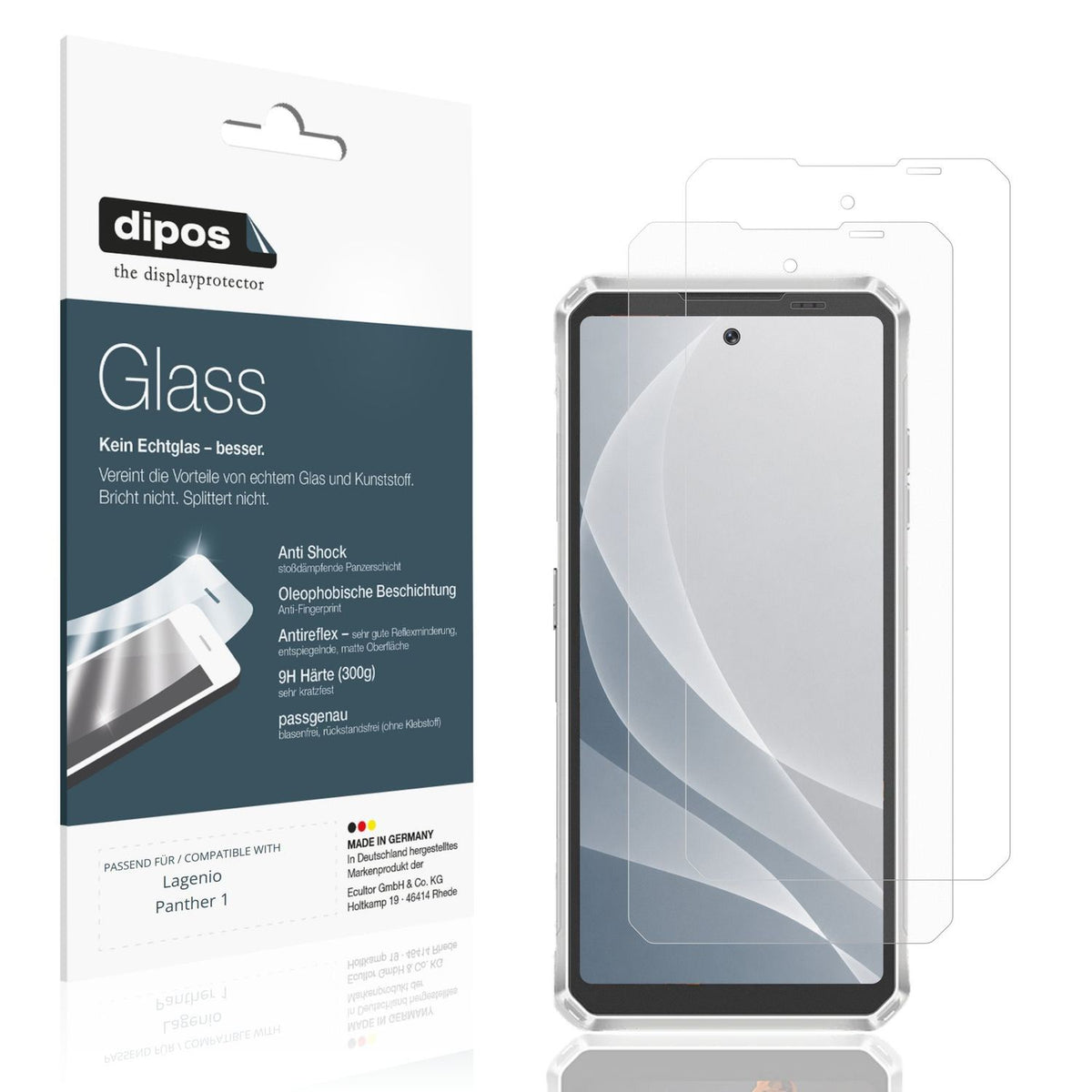 2x Screen Protector for Lagenio Panther 1 matte Flexible Glass 9H dipos