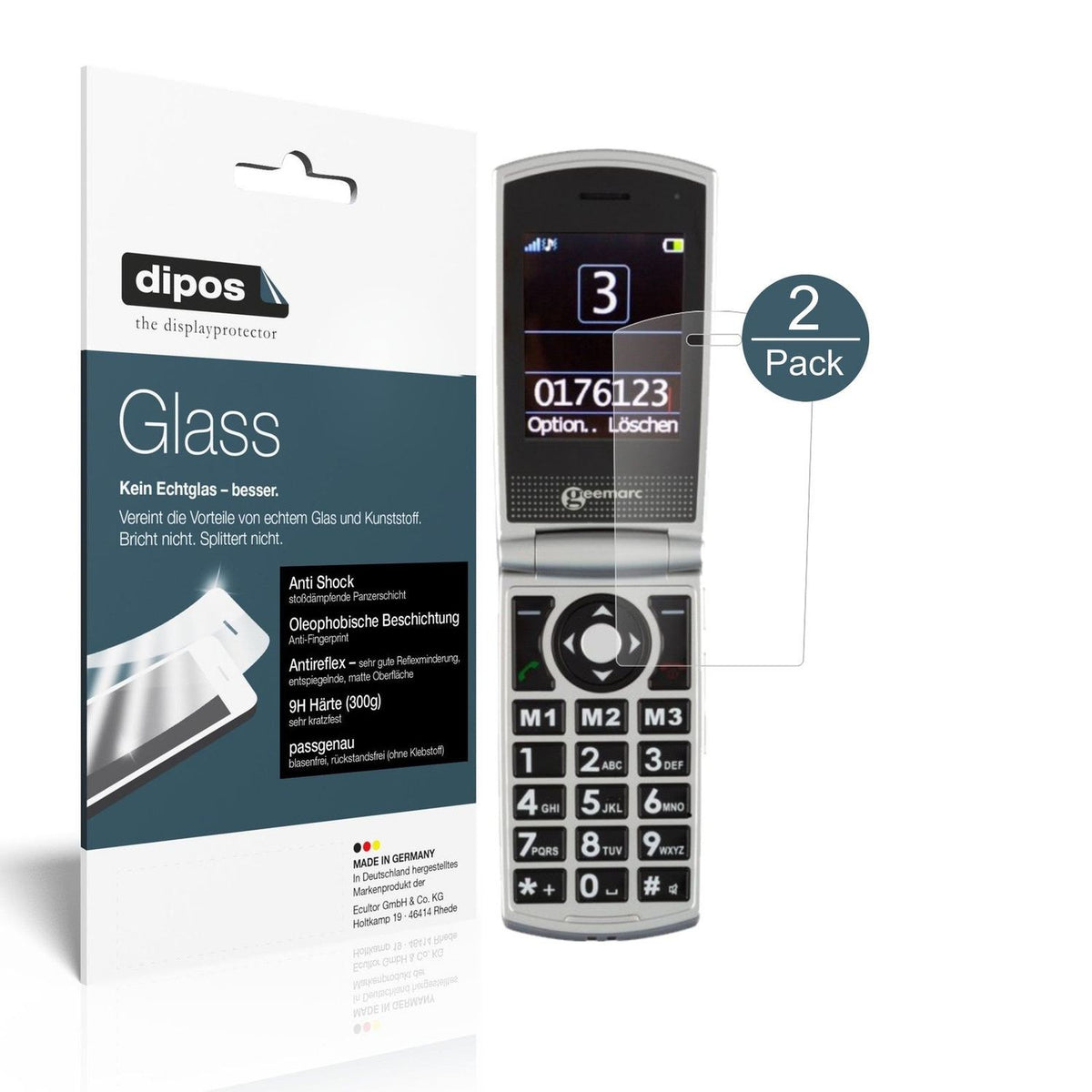 2x Screen Protector for Geemarc CL 8450 matte Flexible Glass 9H dipos