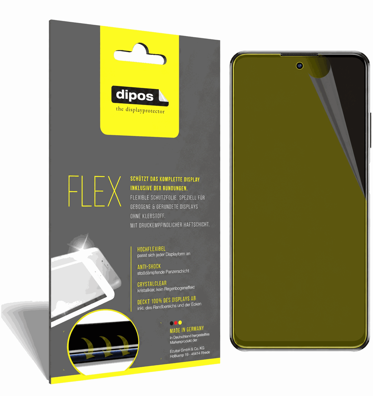 2x Screen Protector for ZTE Blade V30 Protective Film covers 100% dipos Flex