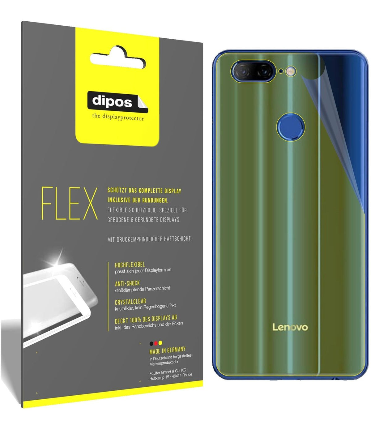 2x Screen Protector for Lenovo K9 back Protective Film covers 100% dipos Flex
