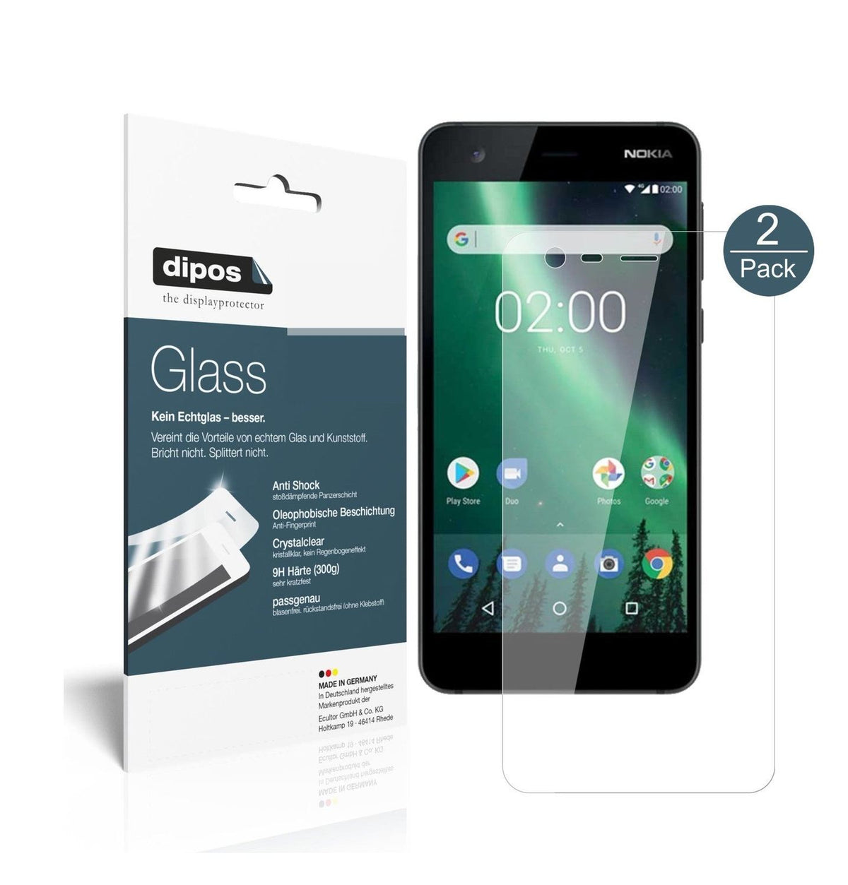 1x 9H Screen Protector for Nokia 2