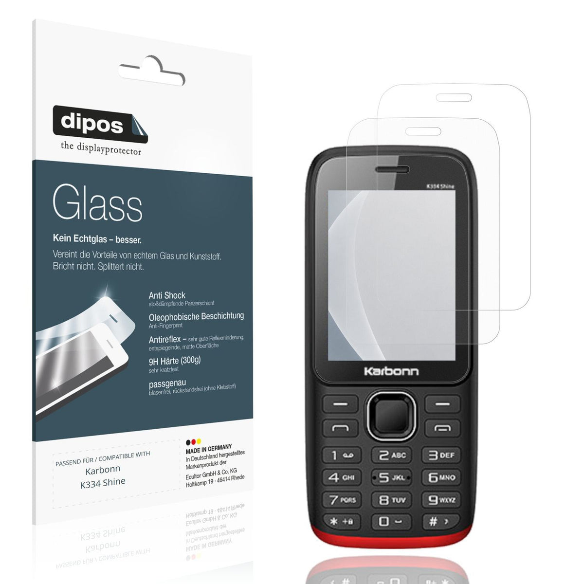 2x Screen Protector for Karbonn K334 Shine matte Flexible Glass 9H dipos