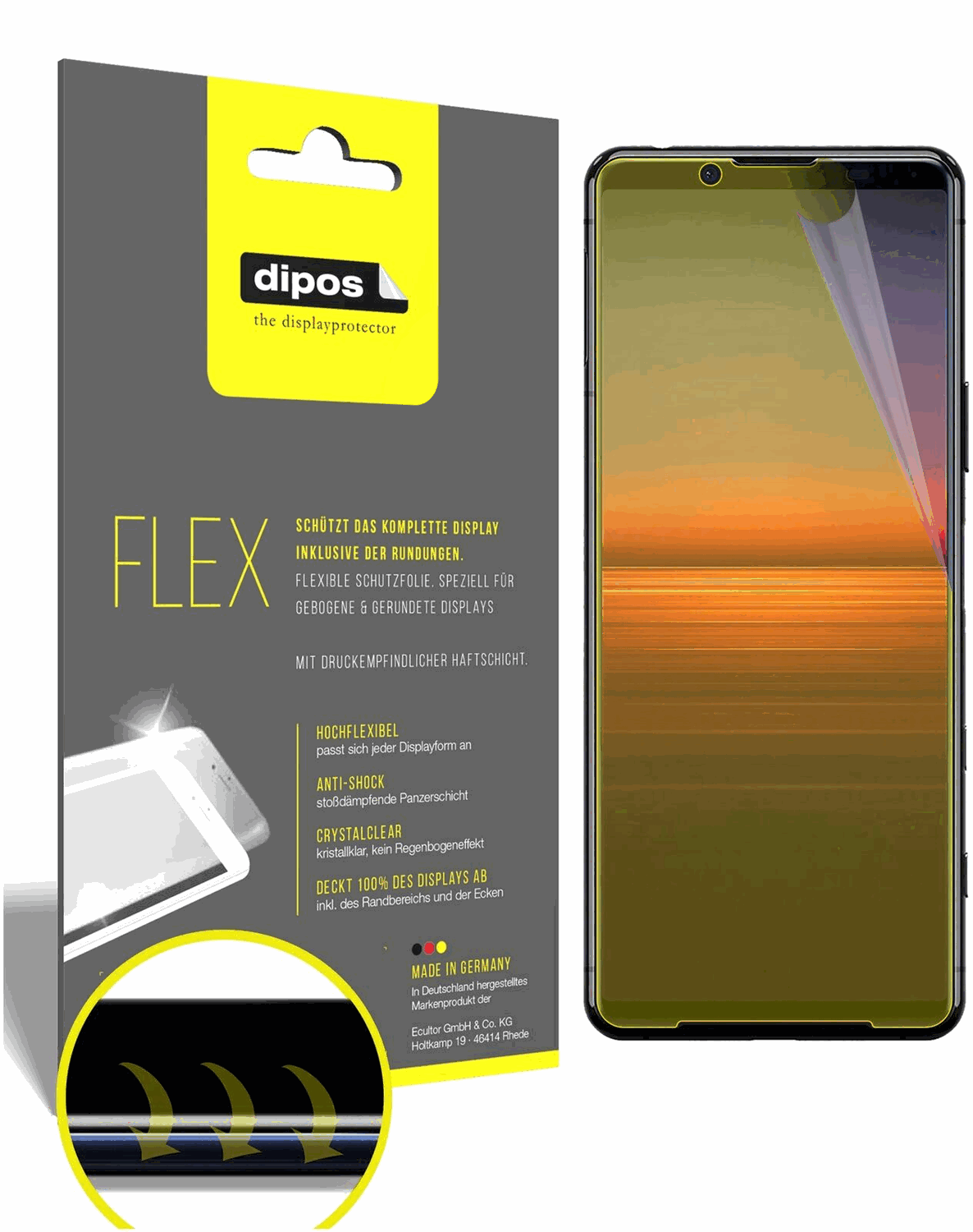 2x Full Cover Screen Protector for Sony Xperia 5 II – Covers Curved Edges | dipos