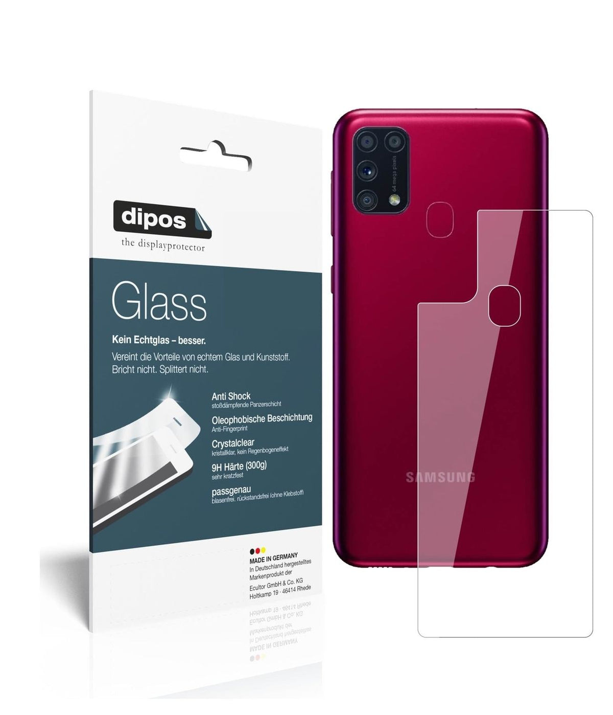 9H Clear Back Protector for Samsung Galaxy M31 – Shatterproof, Crystal Clear | dipos