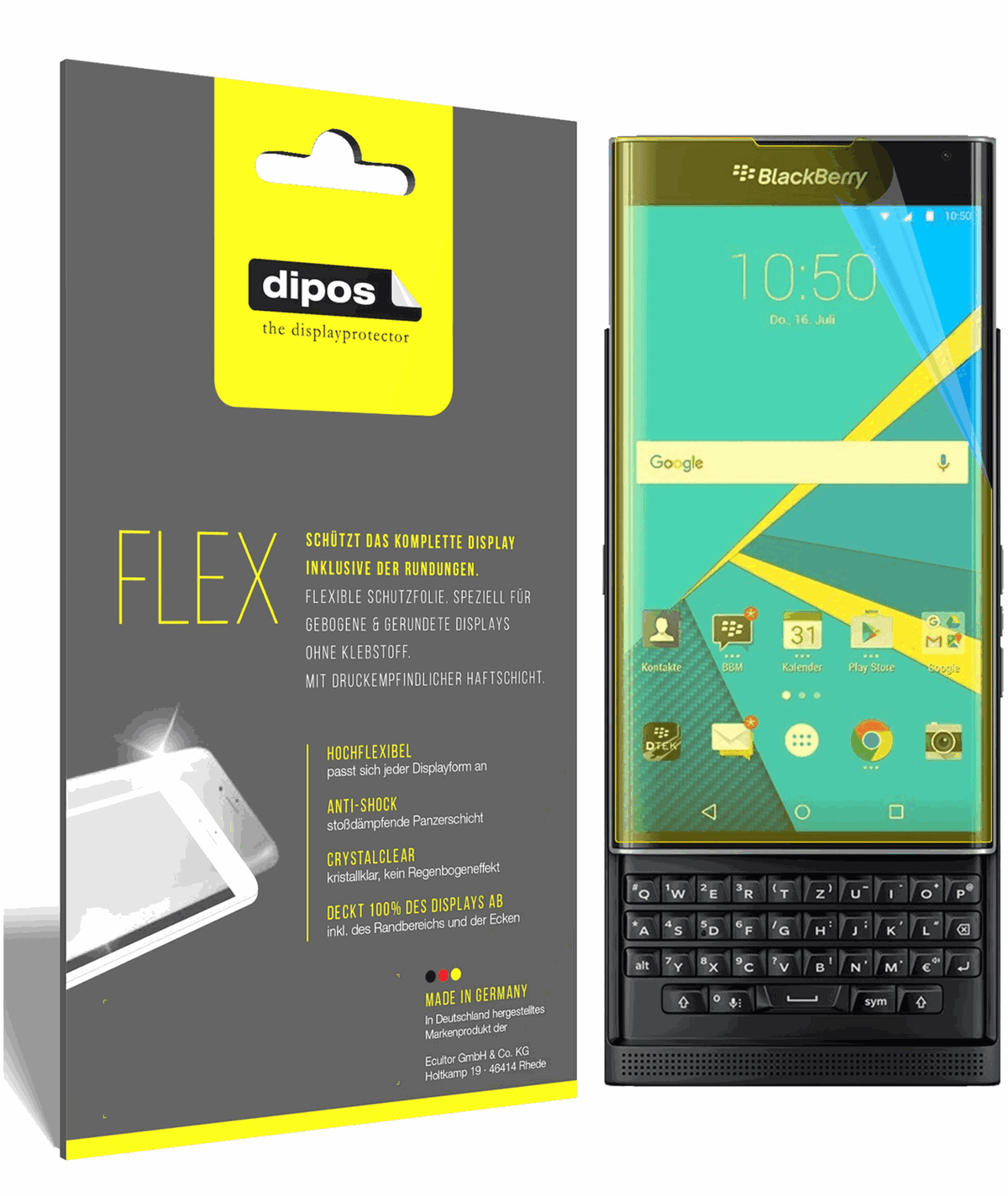 3x Full Cover Screen Protector for Blackberry Priv – Covers Curved Edges | dipos