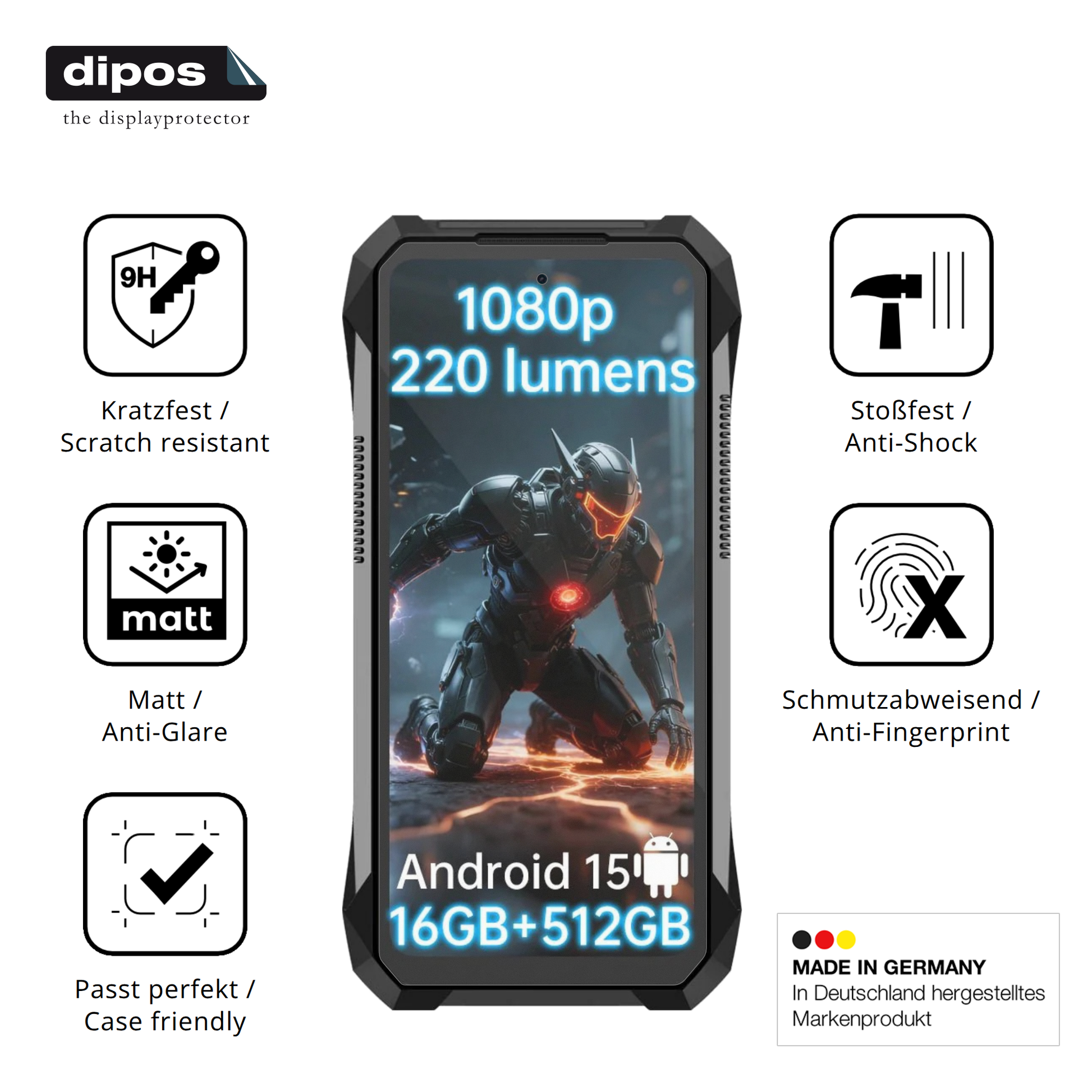 Displayschutz hergestellt in Deutschland, höchste Qualität made in Germany