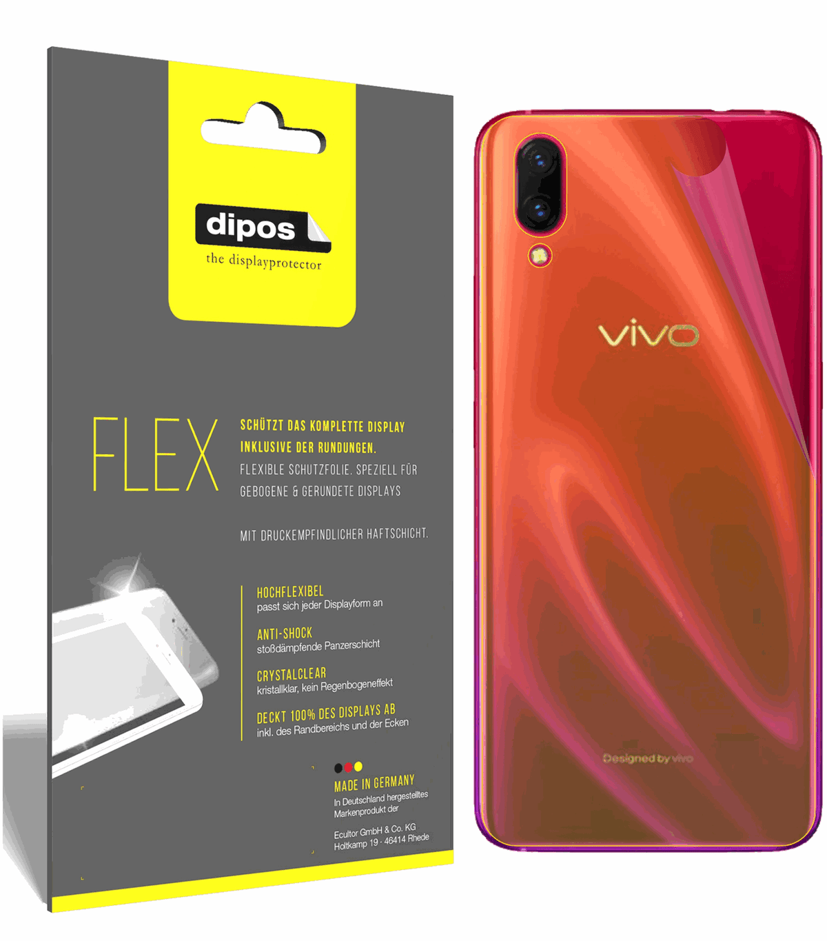 3x Screen Protector for Vivo X23 Symphony back Protective Film covers 100% dipos