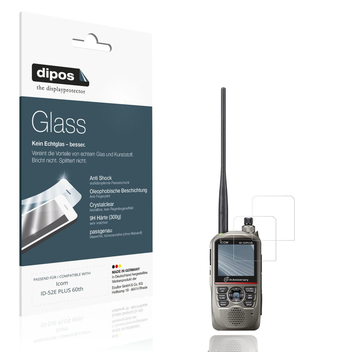 2x Screen Protector for Icom ID-52E PLUS 60th Flexible Glass 9H dipos