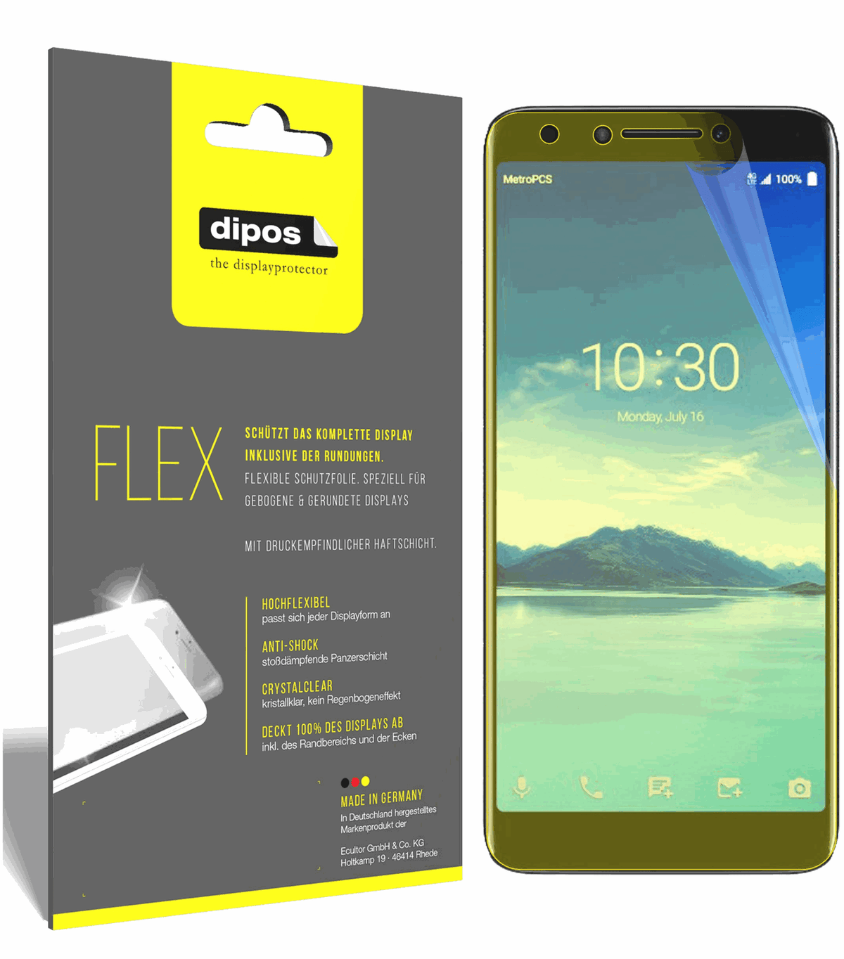 3x Screen Protector for Alcatel 7 Protective Film covers 100% dipos Flex