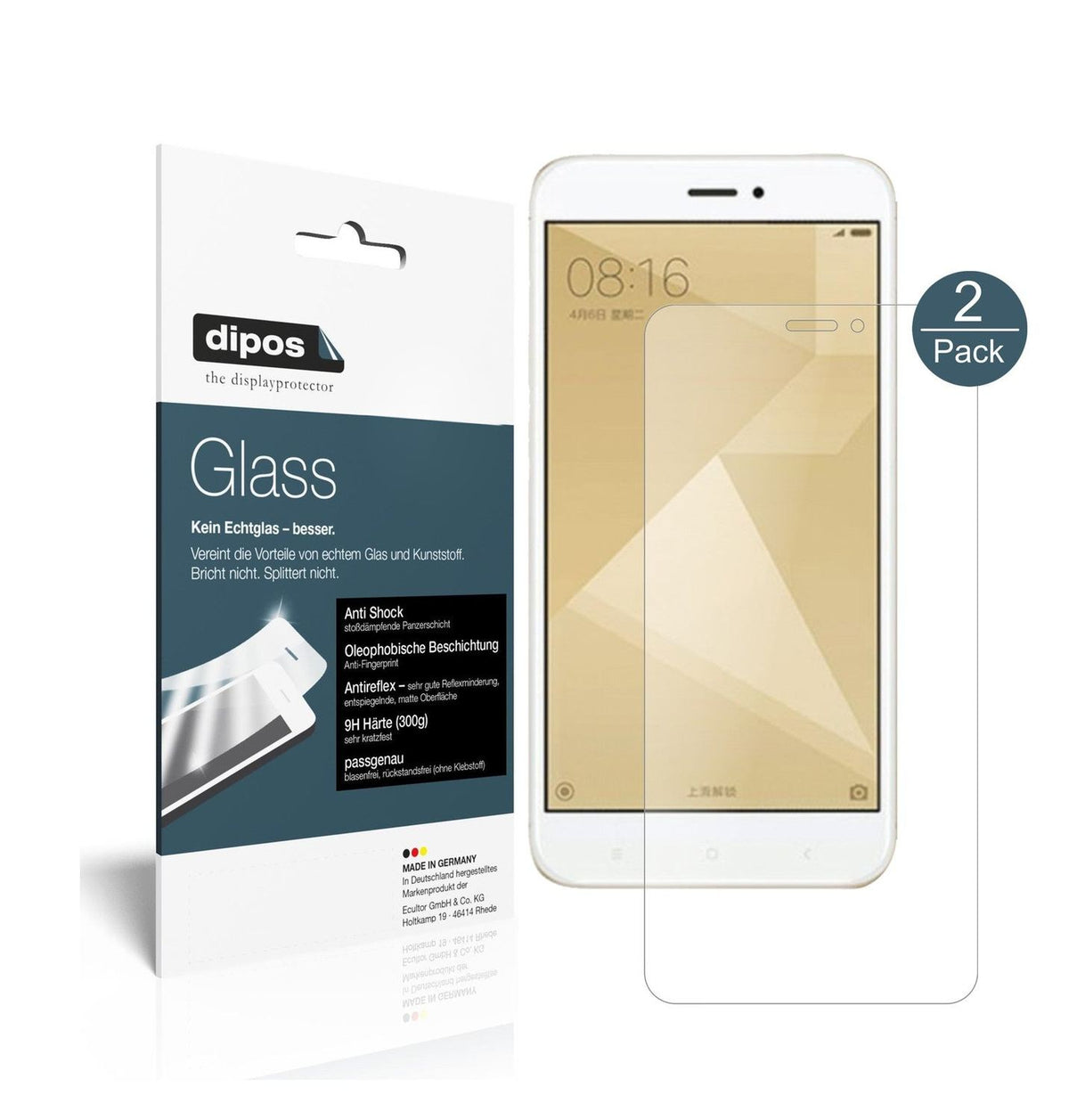 2x 9H Matte Screen Protector for Xiaomi Redmi 4X – Anti-Glare, Shatterproof | dipos