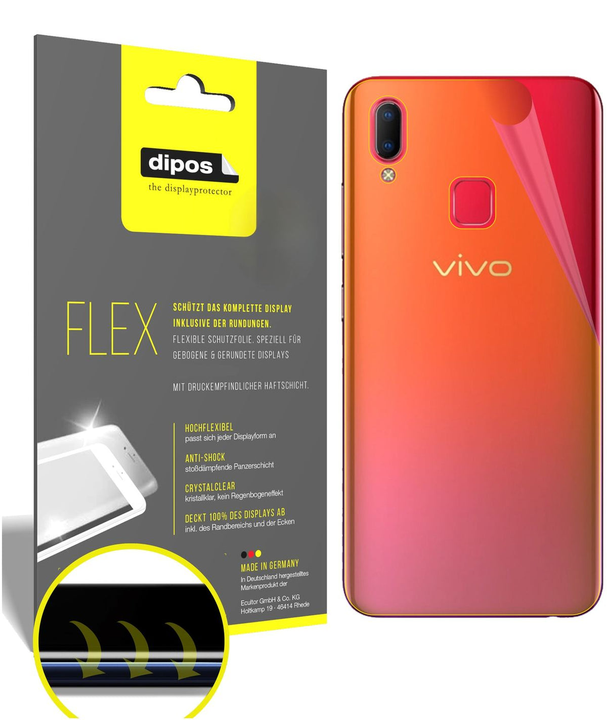 dipos FLEX 2x Clear Screen Protector for Vivo U1 Rückseite