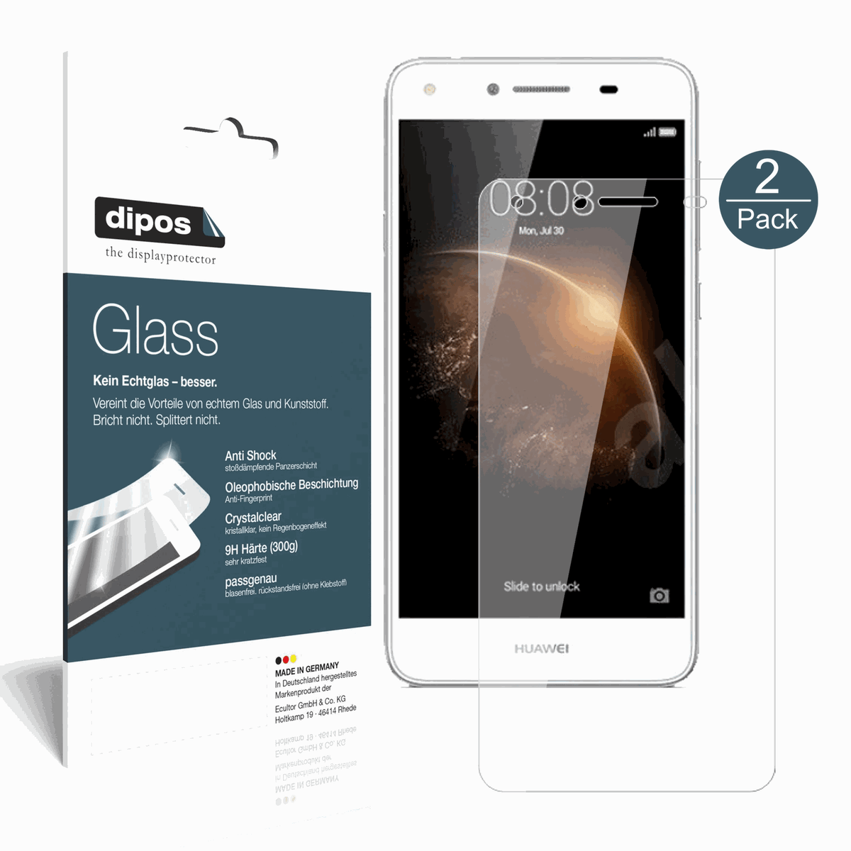 2x Screen Protector for Huawei Y6 II Compact Flexible Glass 9H dipos