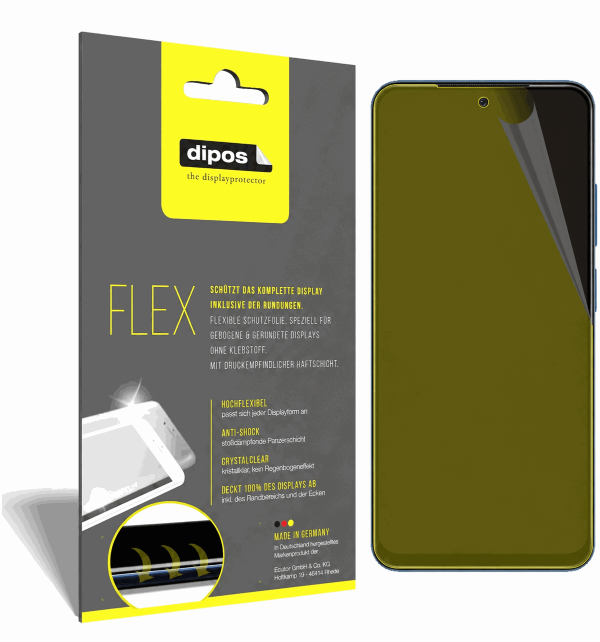 2x Screen Protector for Xiaomi Redmi Note 11S Protective Film covers 100% dipos
