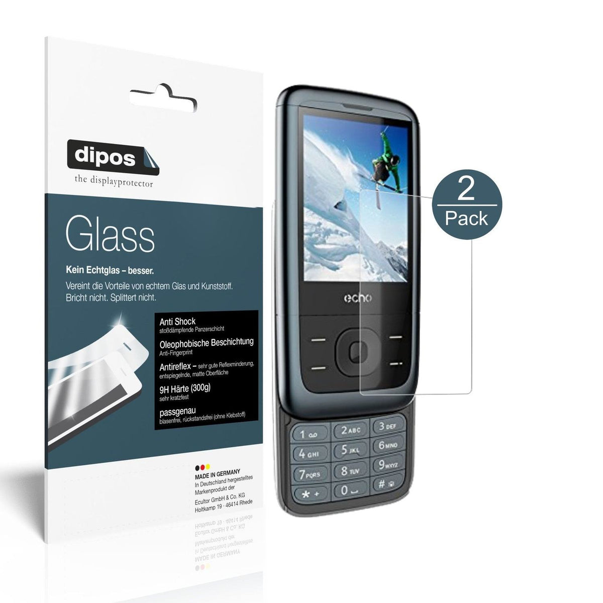 dipos 2x 9H Matte Screen Protector for ECHO SLIDEBA Slide 2,4 Zoll