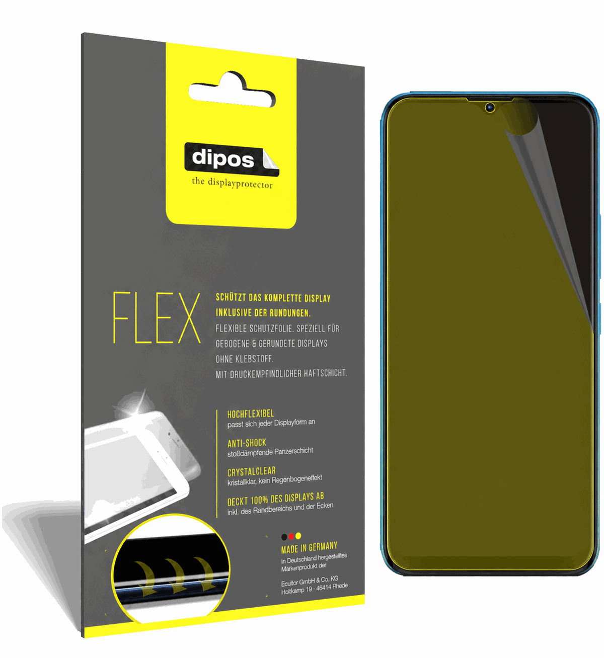 2x Screen Protector for Tecno Pop 5X Protective Film covers 100% dipos Flex