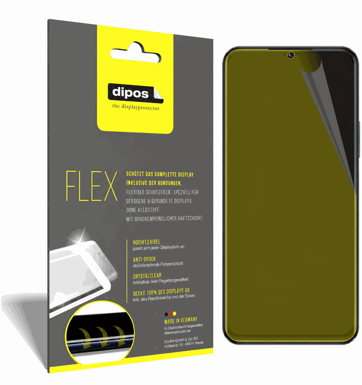 2x Screen Protector for Vivo Y75 5G Protective Film covers 100% dipos Flex