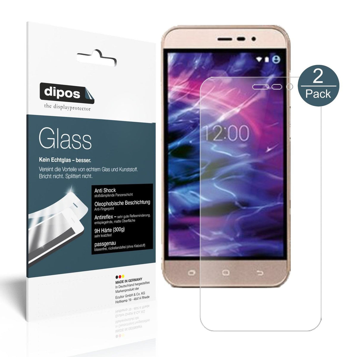 2x Screen Protector for Medion Life E5006 matte Flexible Glass 9H dipos