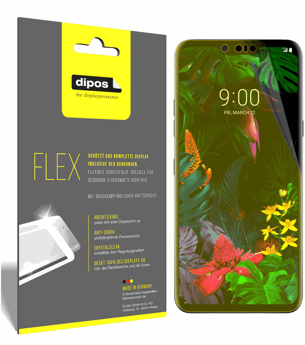 3x Screen Protector for LG G8 ThinQ Protective Film covers 100% dipos Flex