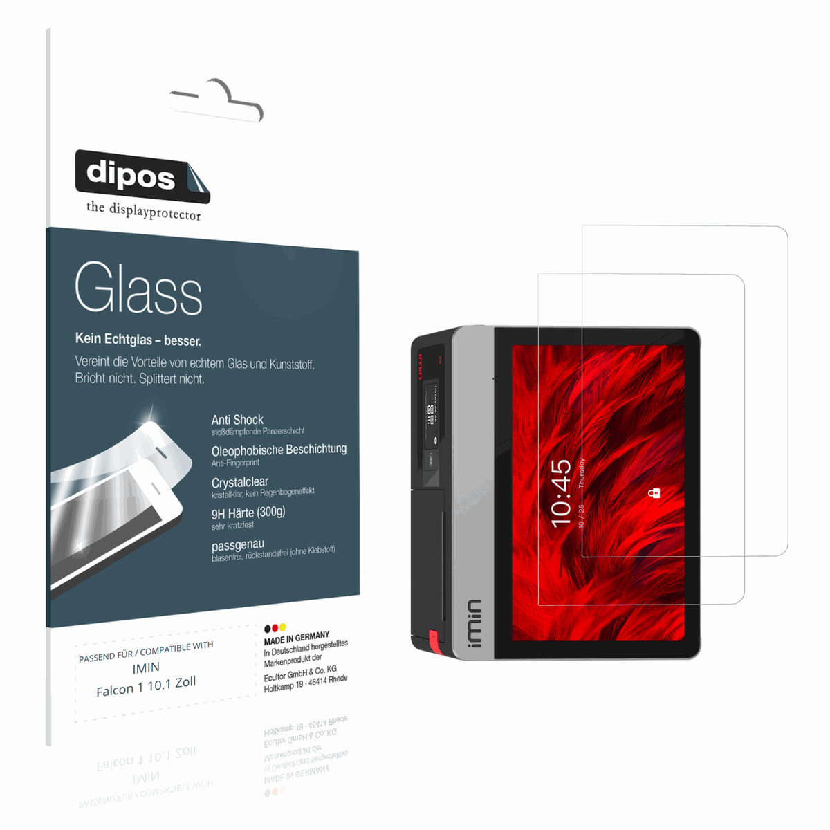 2x Screen Protector for IMIN Falcon 1 10.1 Zoll Flexible Glass 9H dipos