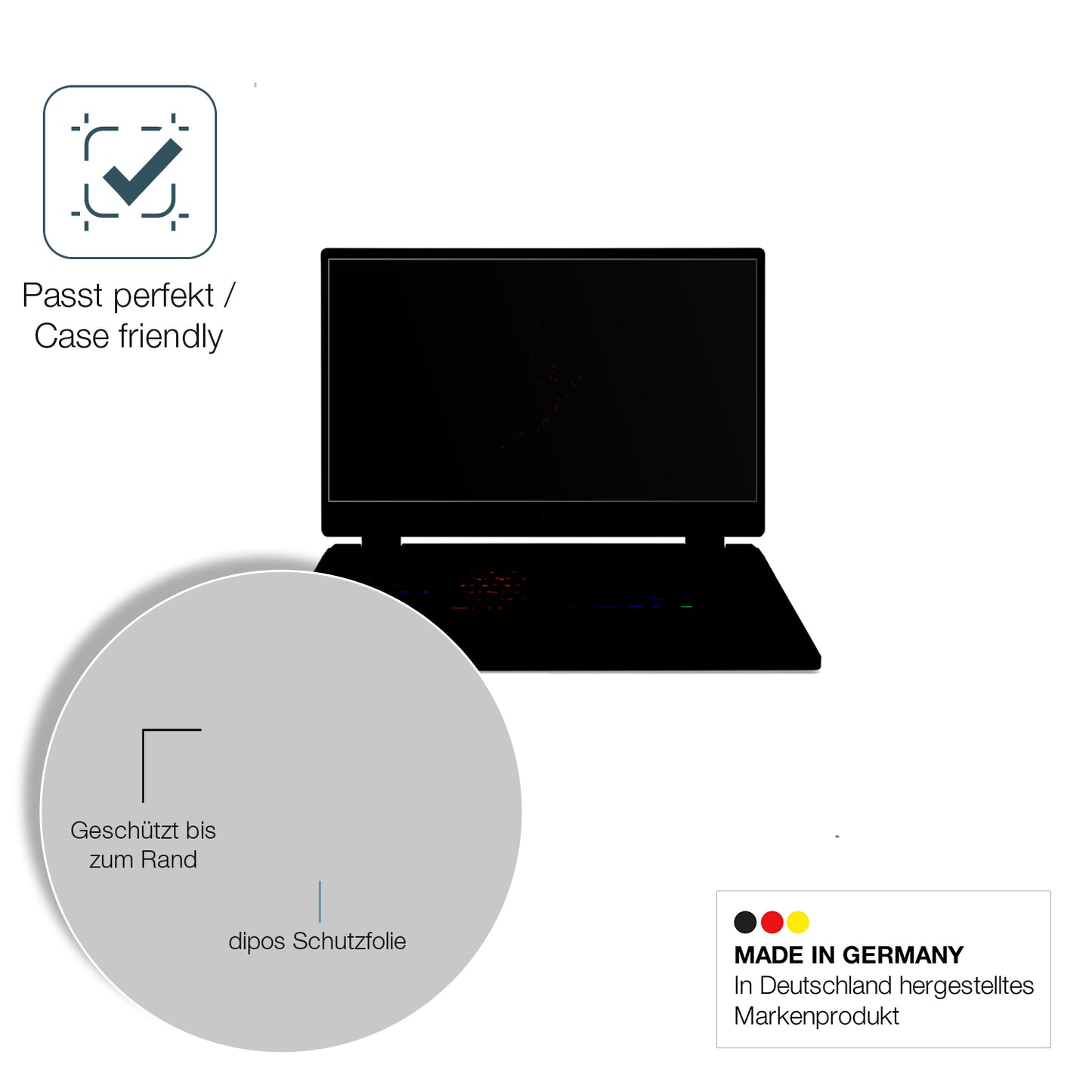 Schutzglasfolie mit optimaler Passform, zur Verwendung mit Hüllen geeignet
