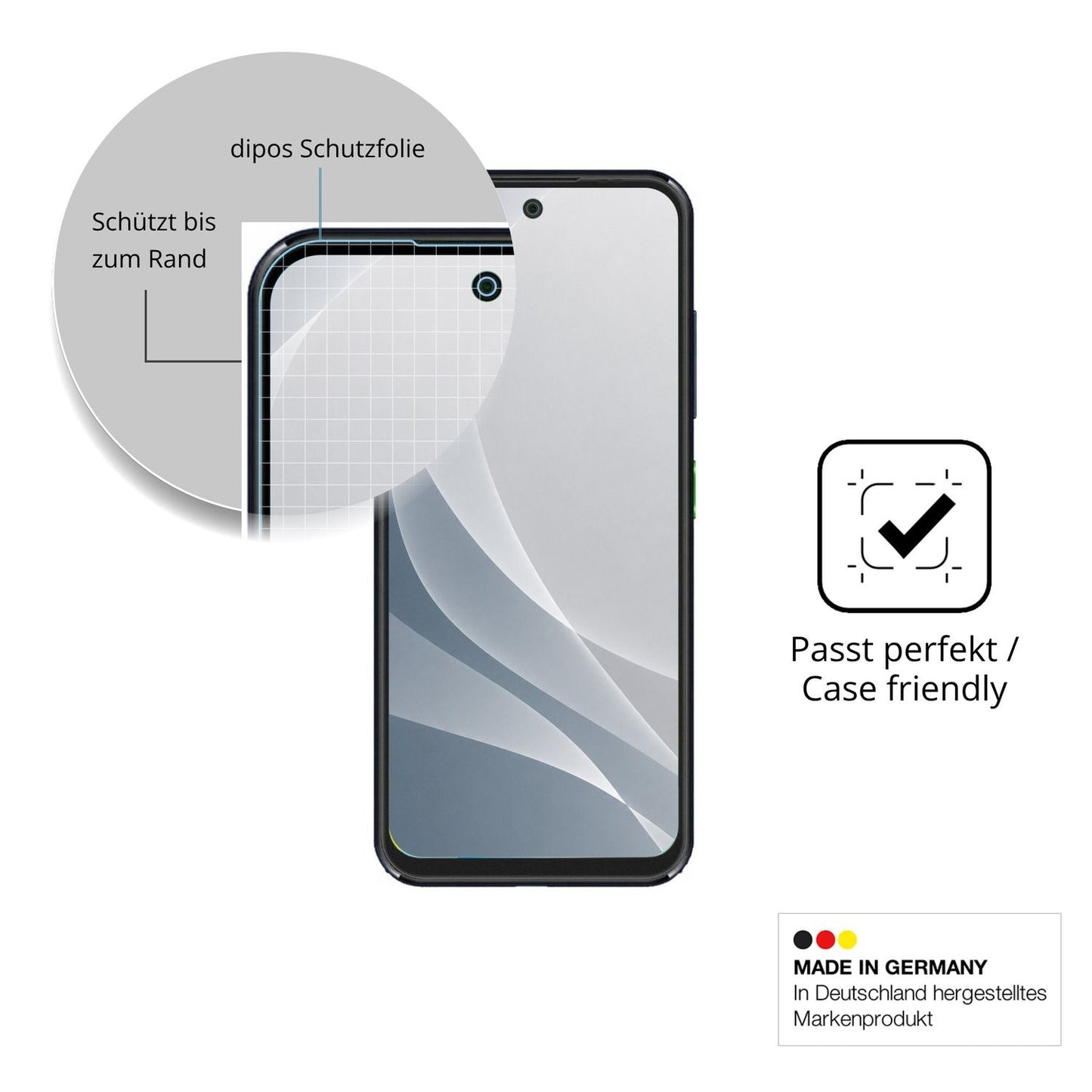 Schutzglasfolie mit optimaler Passform, zur Verwendung mit Hüllen geeignet