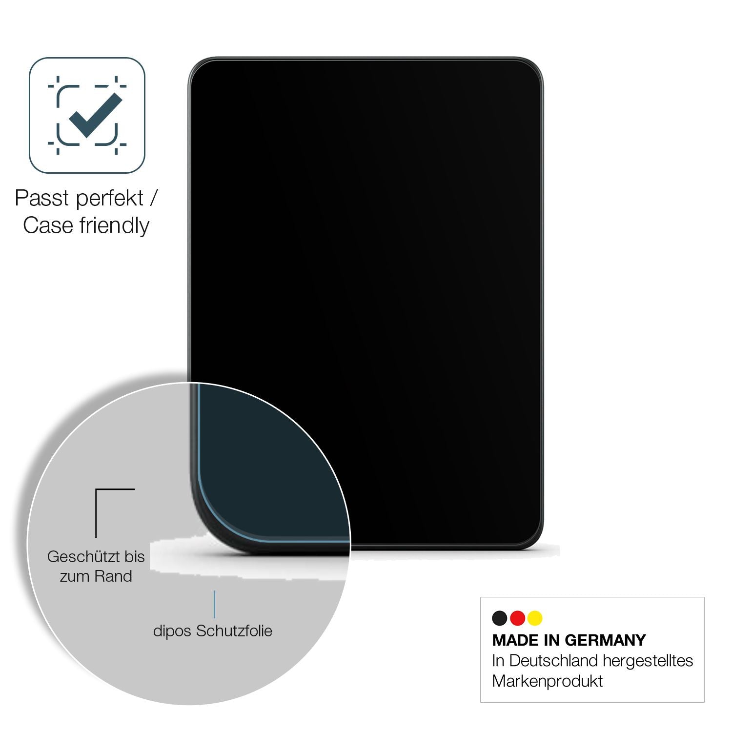 Schutzglasfolie mit optimaler Passform, zur Verwendung mit Hüllen geeignet