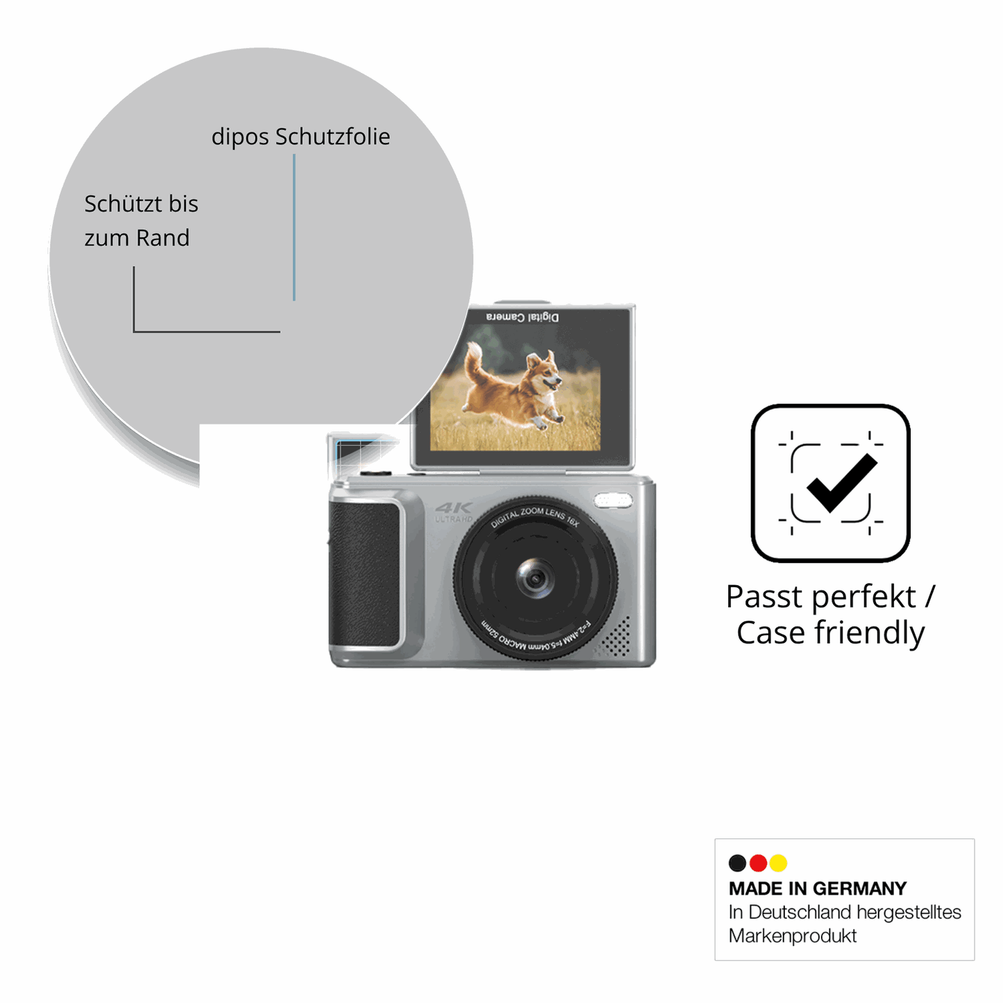 Schutzglasfolie mit optimaler Passform, zur Verwendung mit Hüllen geeignet