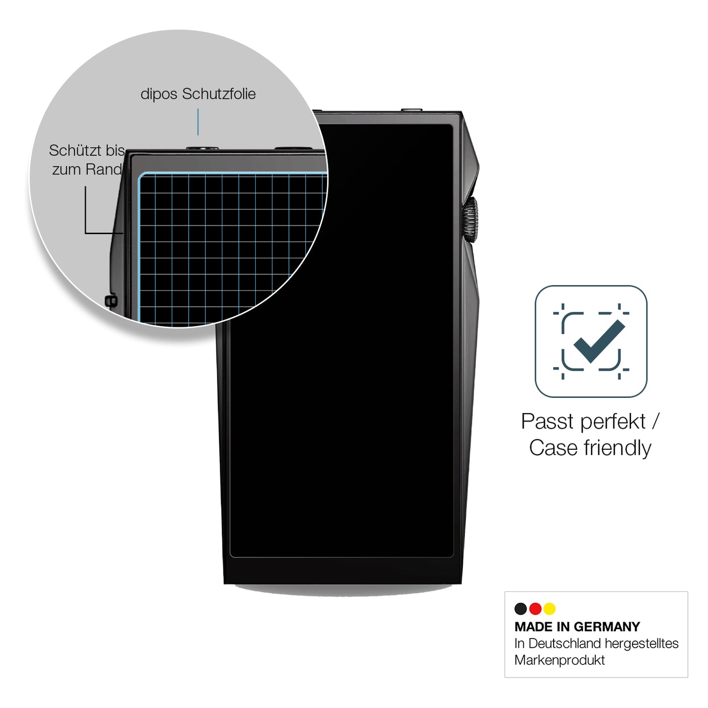 Schutzglasfolie mit optimaler Passform, zur Verwendung mit Hüllen geeignet