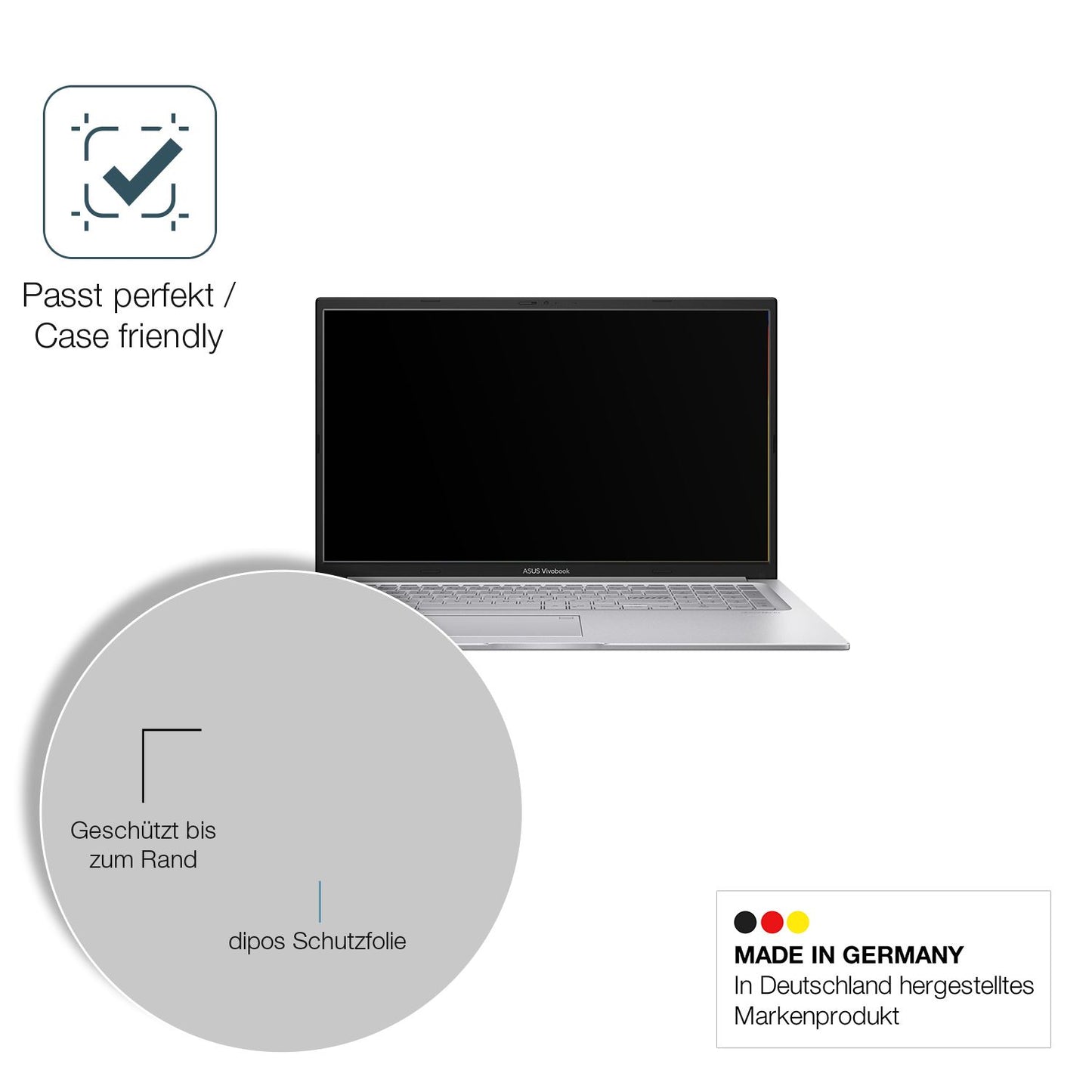 Schutzglasfolie mit optimaler Passform, zur Verwendung mit Hüllen geeignet
