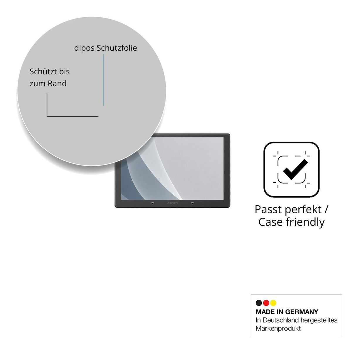Schutzglasfolie mit optimaler Passform, zur Verwendung mit Hüllen geeignet