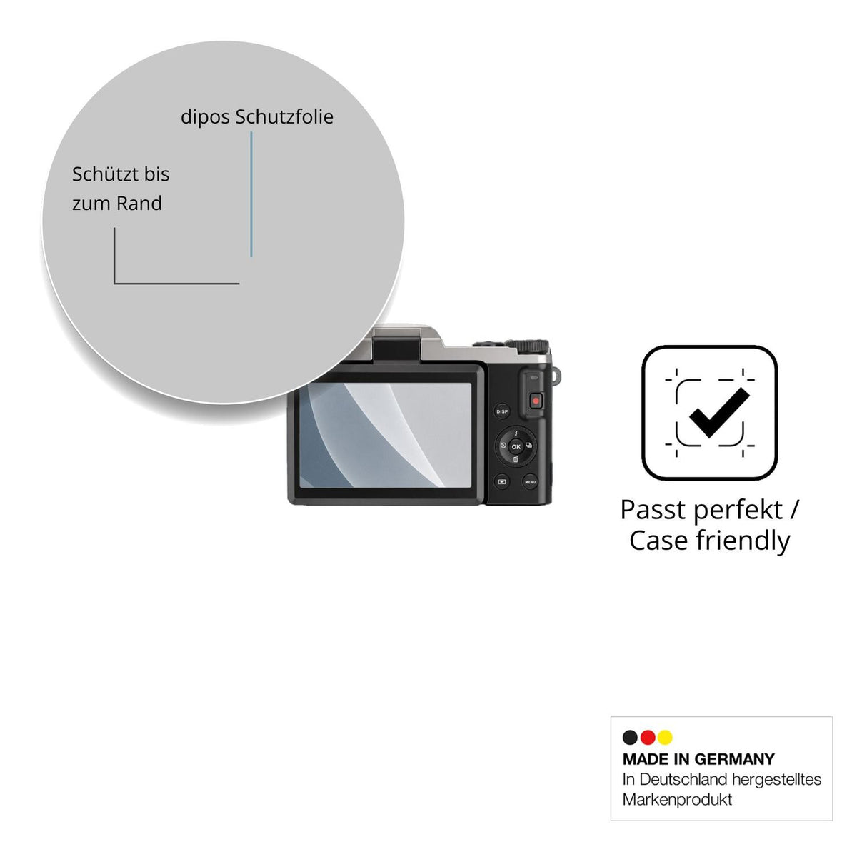 Schutzglasfolie mit optimaler Passform, zur Verwendung mit Hüllen geeignet