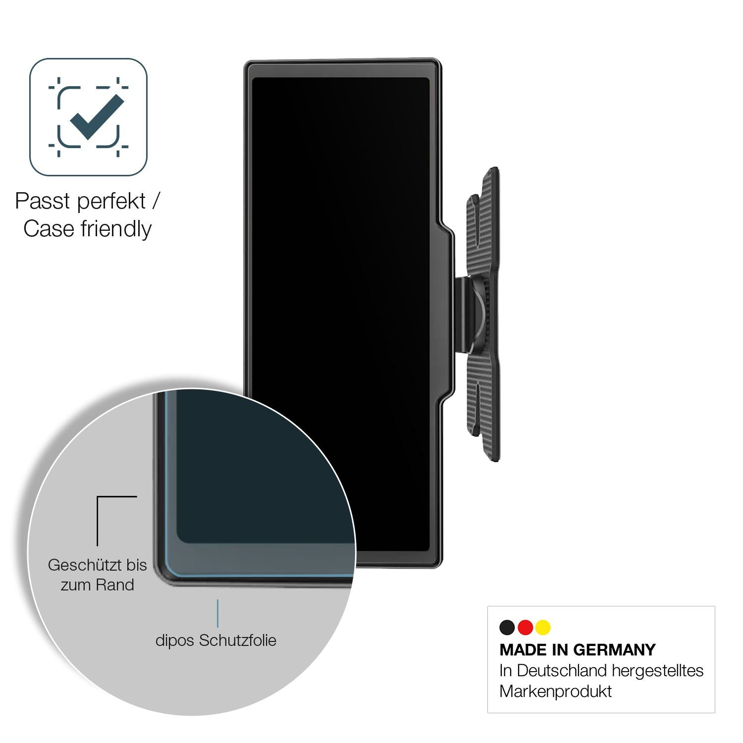 Schutzglasfolie mit optimaler Passform, zur Verwendung mit Hüllen geeignet