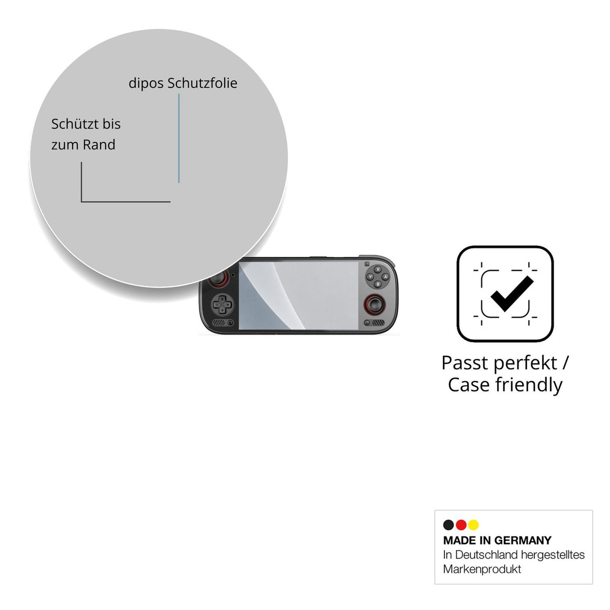 Schutzglasfolie mit optimaler Passform, zur Verwendung mit Hüllen geeignet