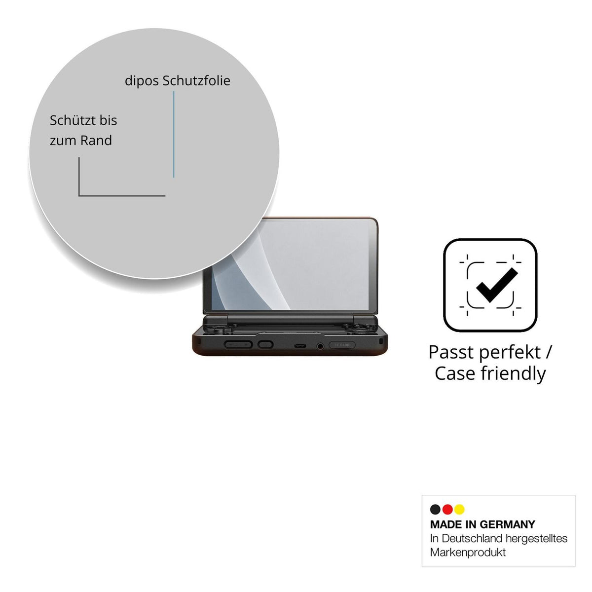 Schutzglasfolie mit optimaler Passform, zur Verwendung mit Hüllen geeignet