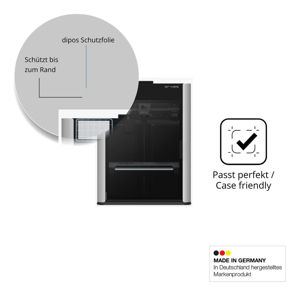 Schutzglasfolie mit optimaler Passform, zur Verwendung mit Hüllen geeignet