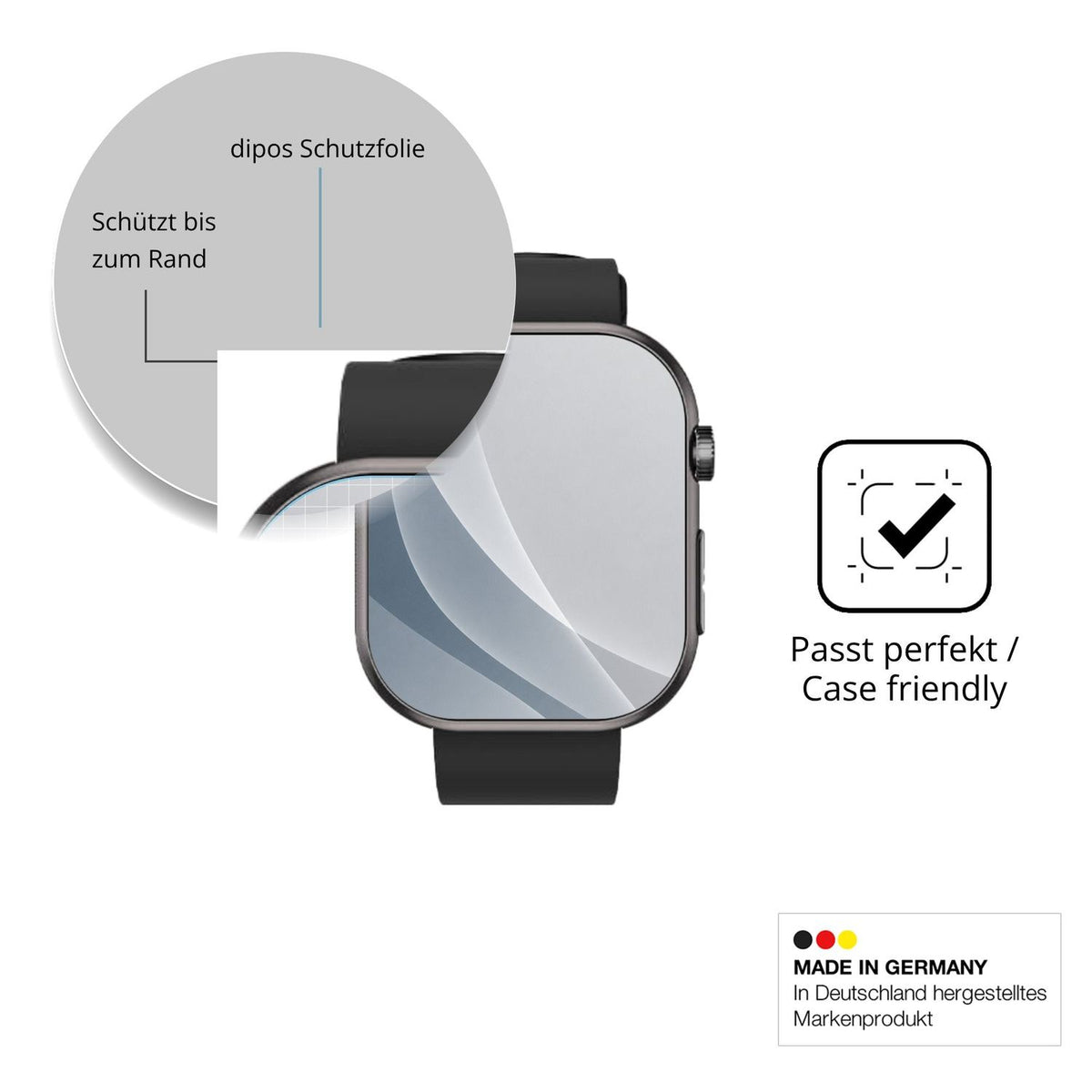 Schutzglasfolie mit optimaler Passform, zur Verwendung mit Hüllen geeignet