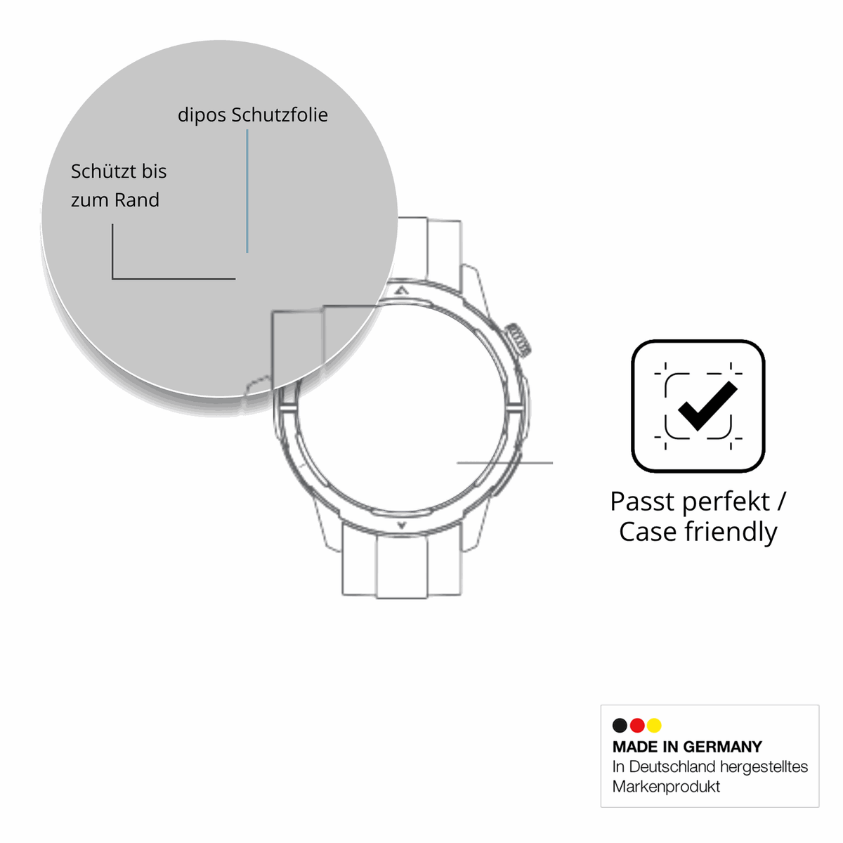 Schutzglasfolie mit optimaler Passform, zur Verwendung mit Hüllen geeignet