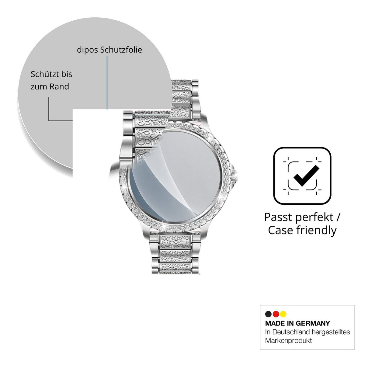 Schutzglasfolie mit optimaler Passform, zur Verwendung mit Hüllen geeignet