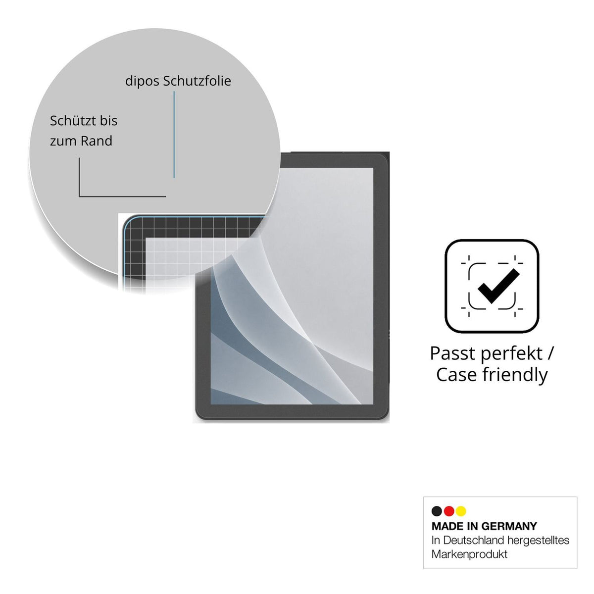 Schutzglasfolie mit optimaler Passform, zur Verwendung mit Hüllen geeignet