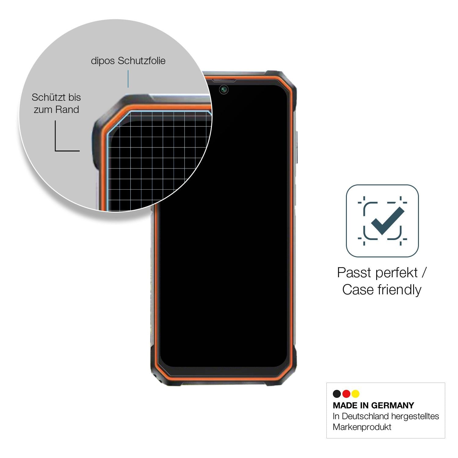 Schutzglasfolie mit optimaler Passform, zur Verwendung mit Hüllen geeignet