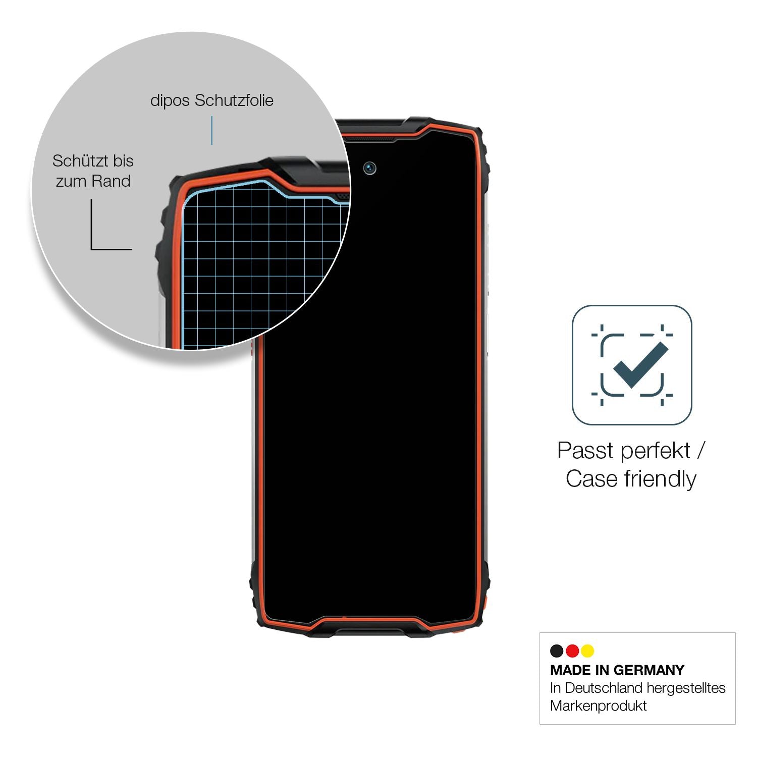 Schutzglasfolie mit optimaler Passform, zur Verwendung mit Hüllen geeignet