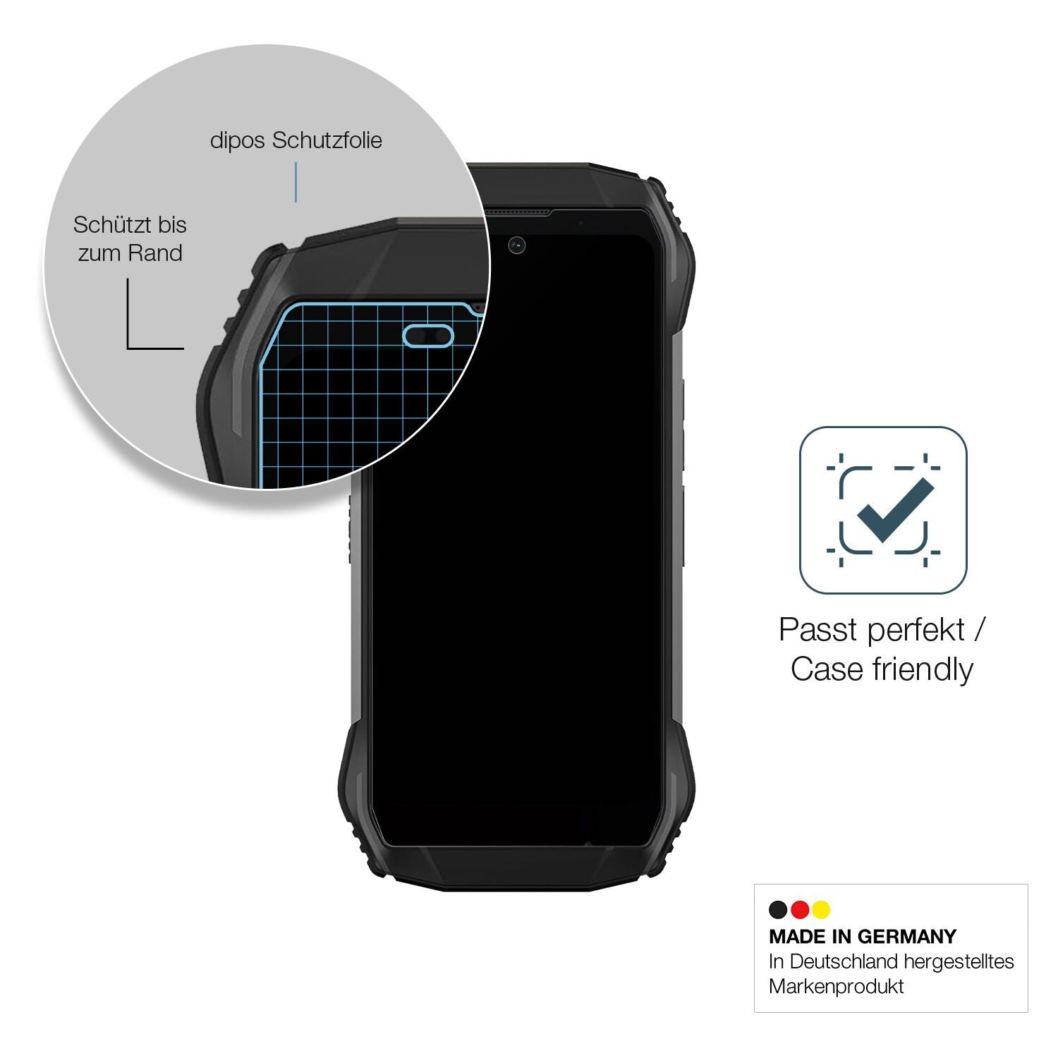 Schutzglasfolie mit optimaler Passform, zur Verwendung mit Hüllen geeignet