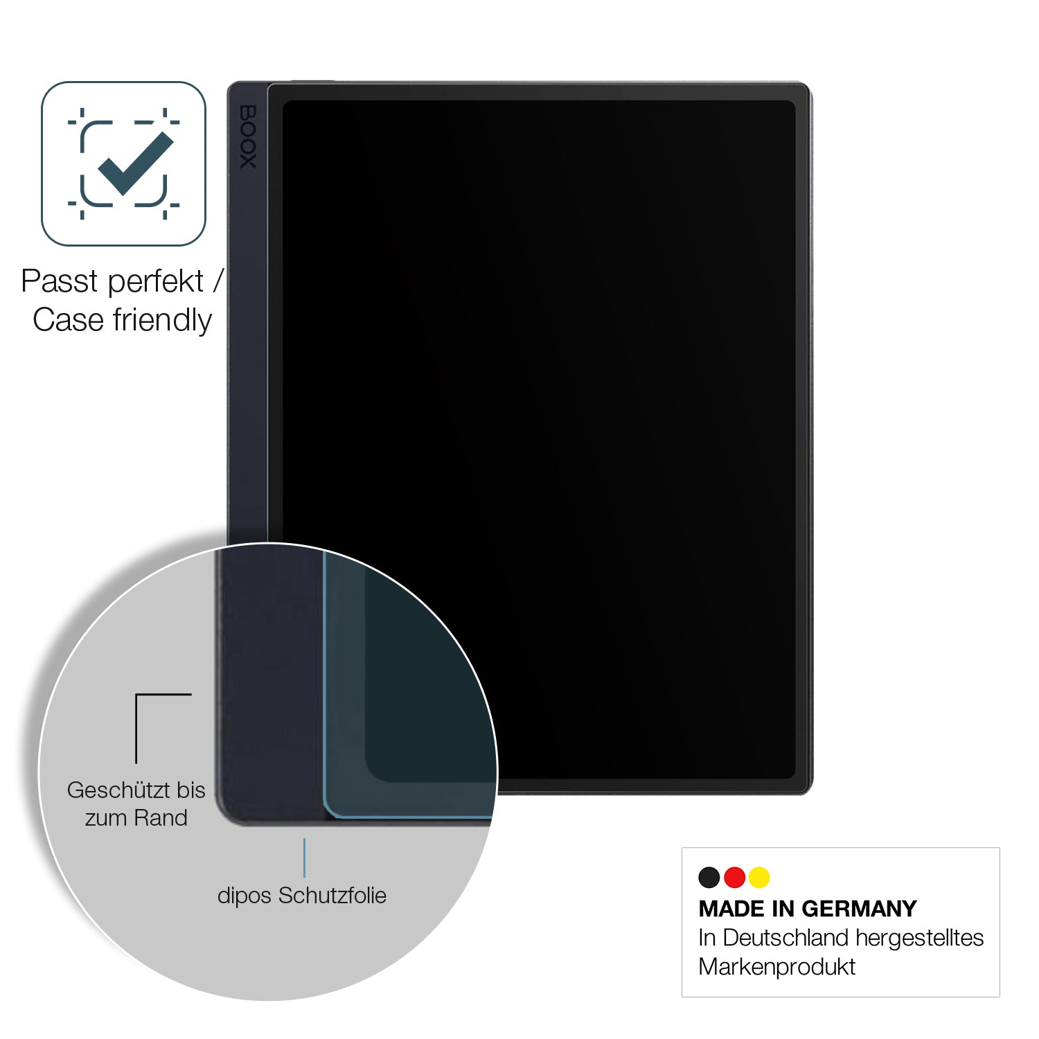 Schutzglasfolie mit optimaler Passform, zur Verwendung mit Hüllen geeignet