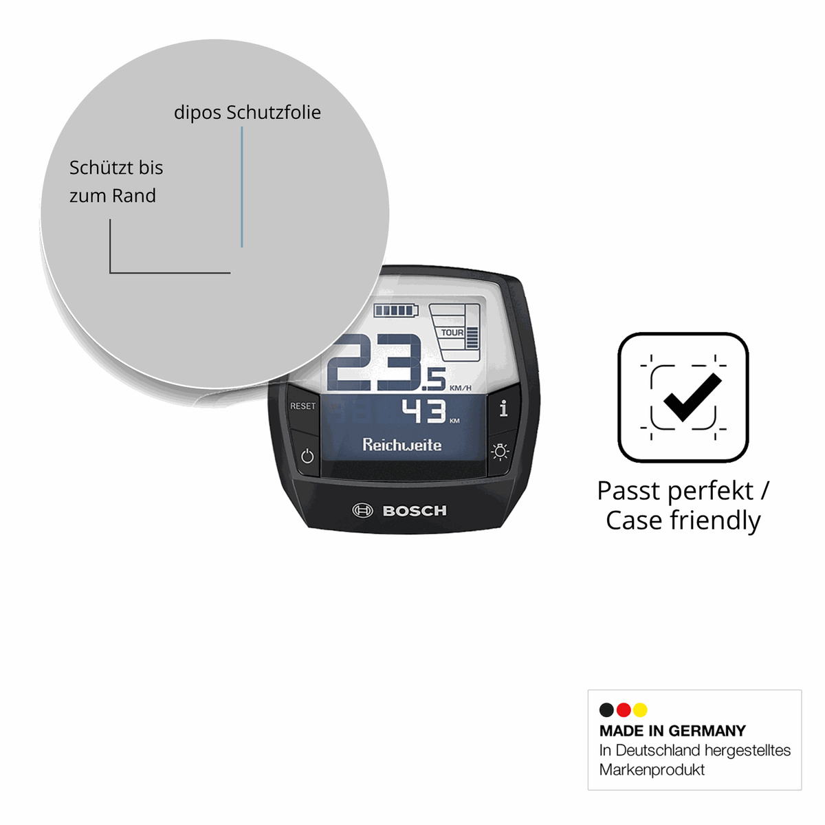 Schutzglasfolie mit optimaler Passform, zur Verwendung mit Hüllen geeignet