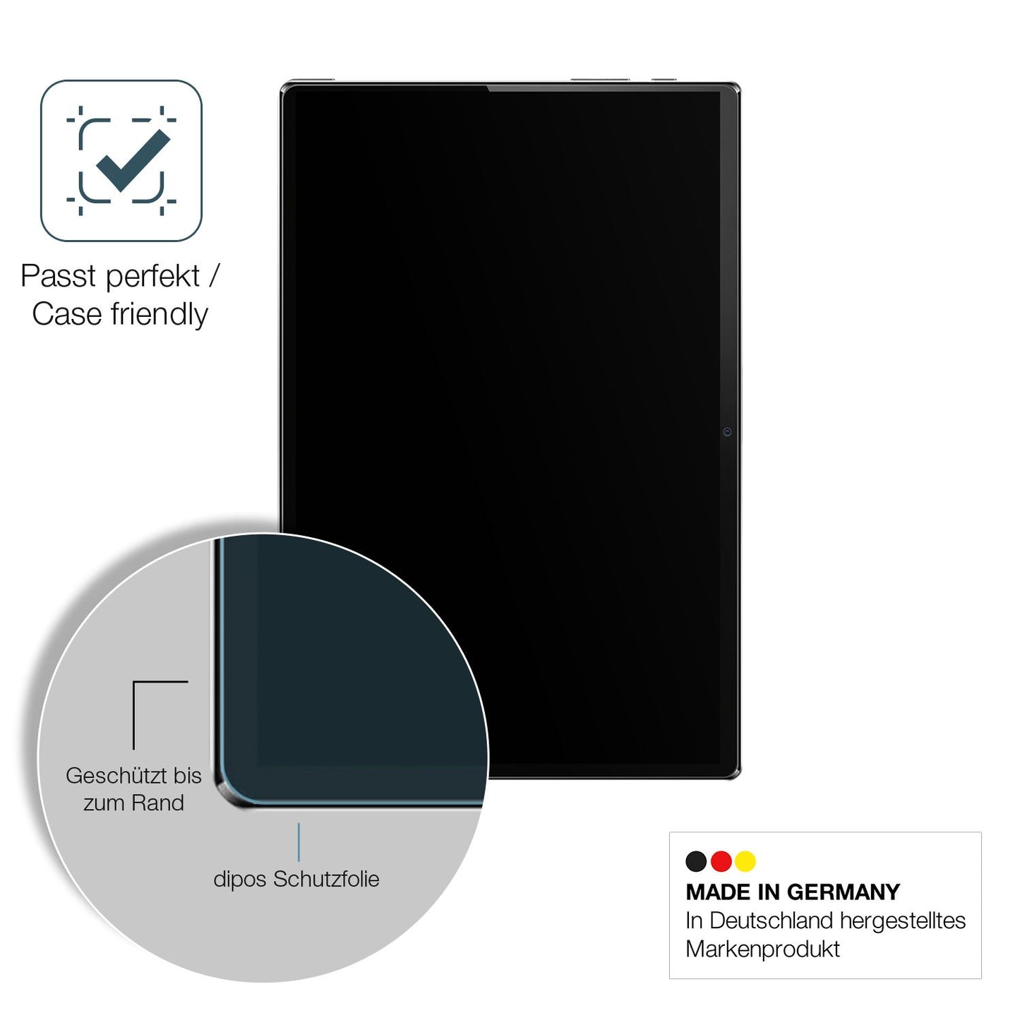 Schutzglasfolie mit optimaler Passform, zur Verwendung mit Hüllen geeignet